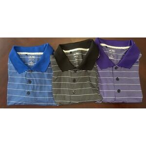 3- Adidas Men's GOLF CLIMALITE Coolmax Thin Striped POLO Shirts XL